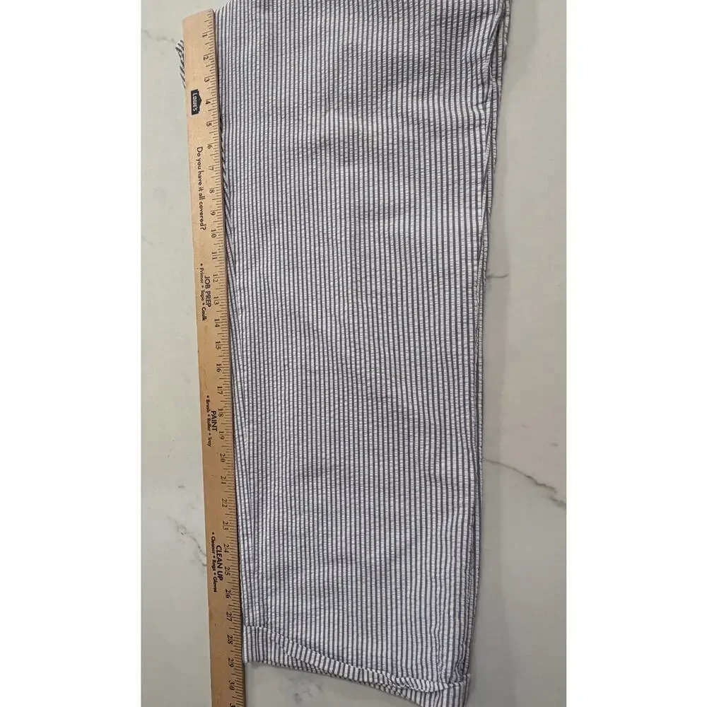 Haspel Frank Stella Seersucker Pants 34x29 Blue White Stripe Summer Wedding